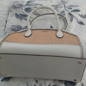 Kate Spade leather and straw dome shaped handbag.